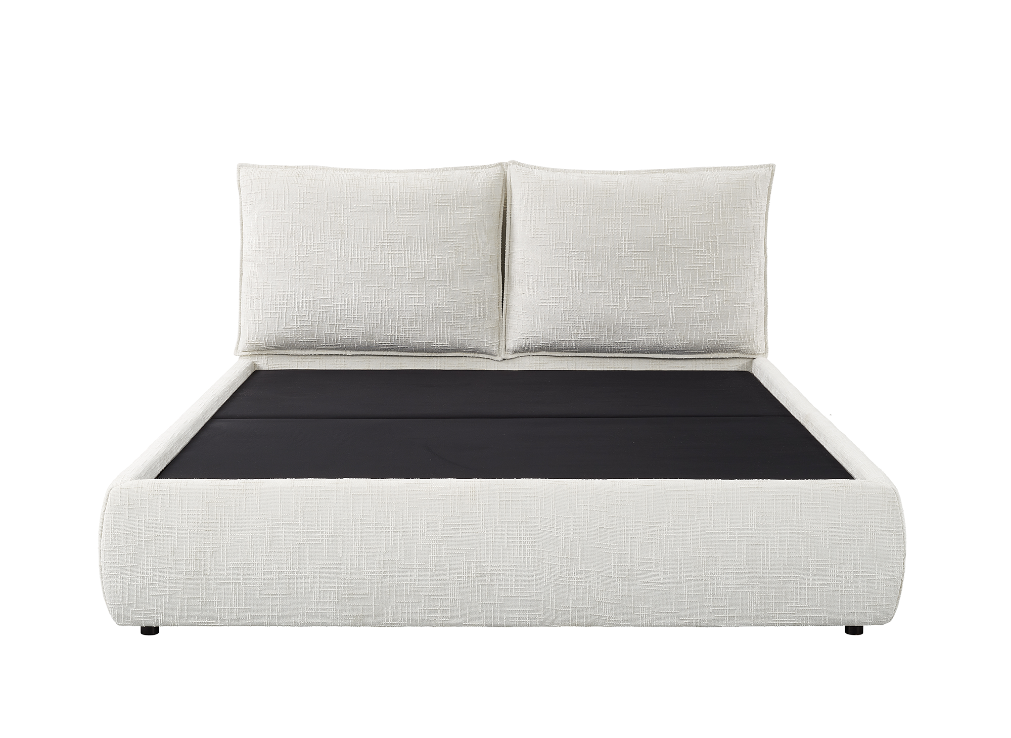 Cama con almacenaje MELY de terciopelo jaspeado beige de 180x200 cm