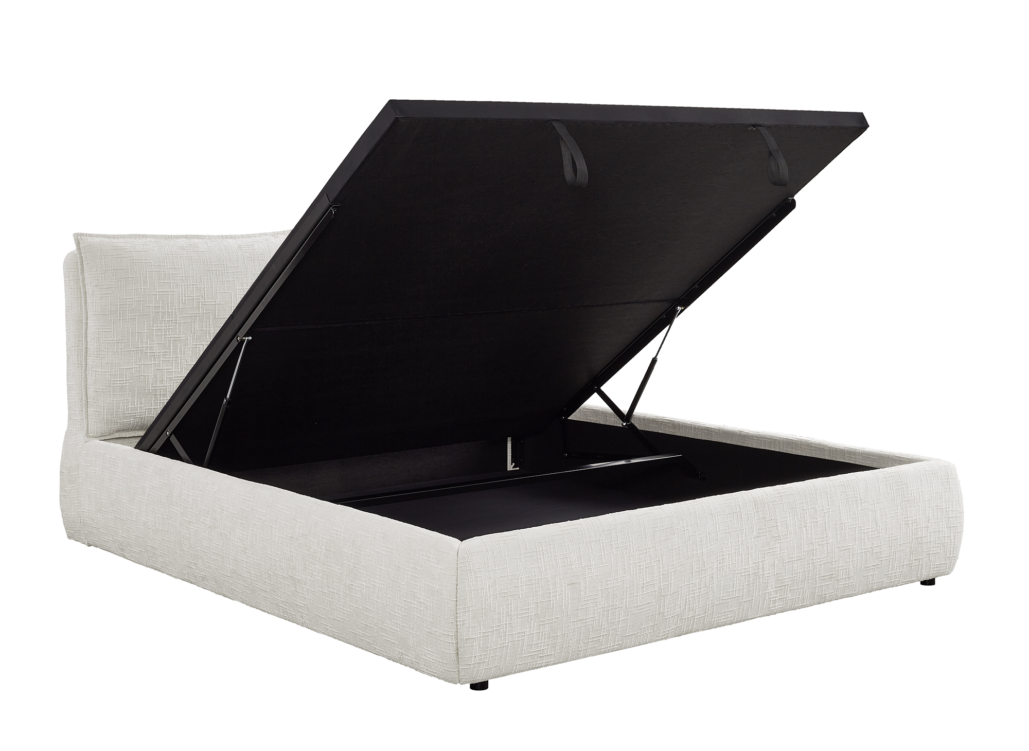 Cama con almacenaje MELY de terciopelo jaspeado beige, 140 x 190 cm