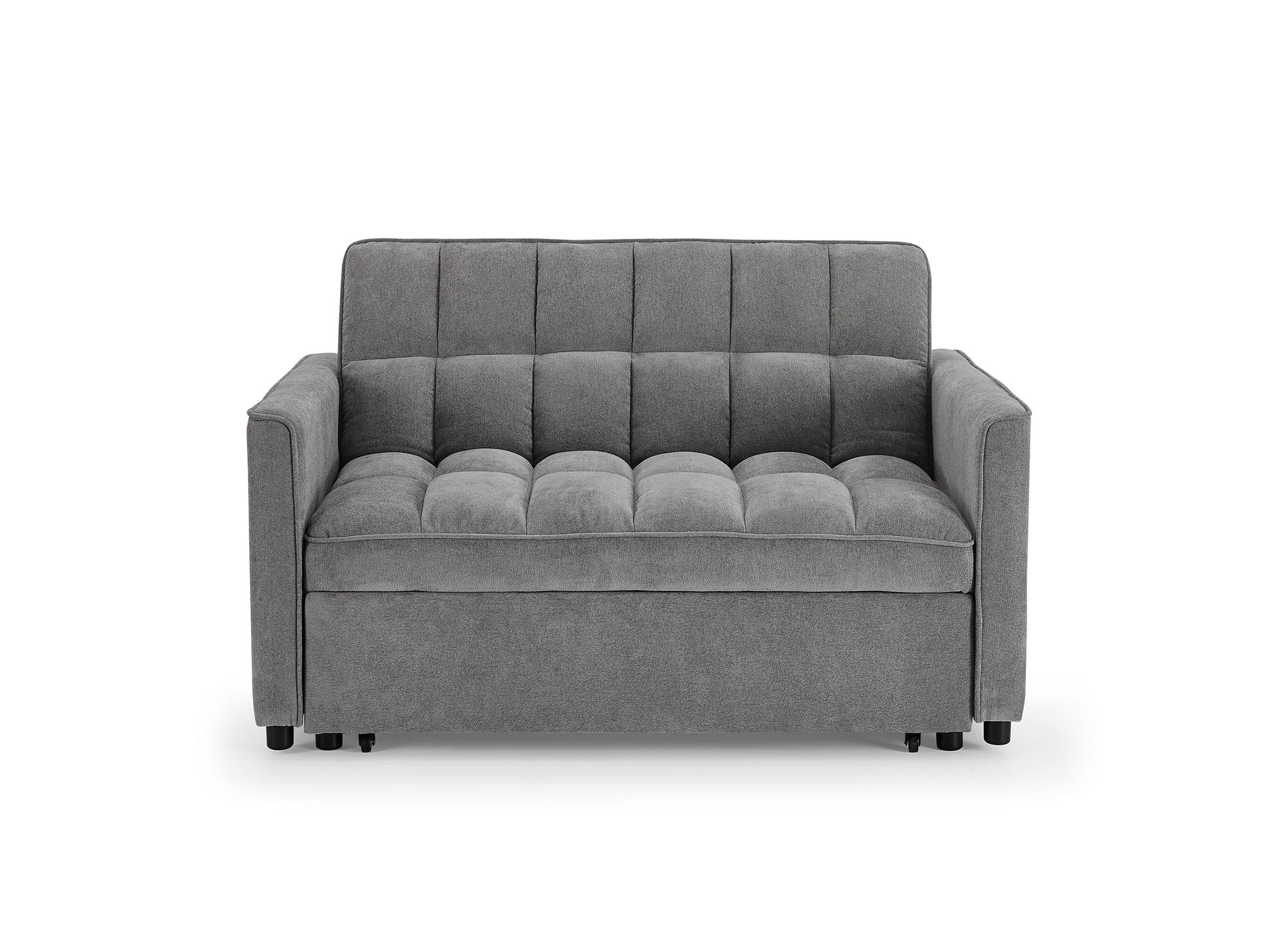 Sofá cama JASPER de 2 plazas en terciopelo gris texturizado