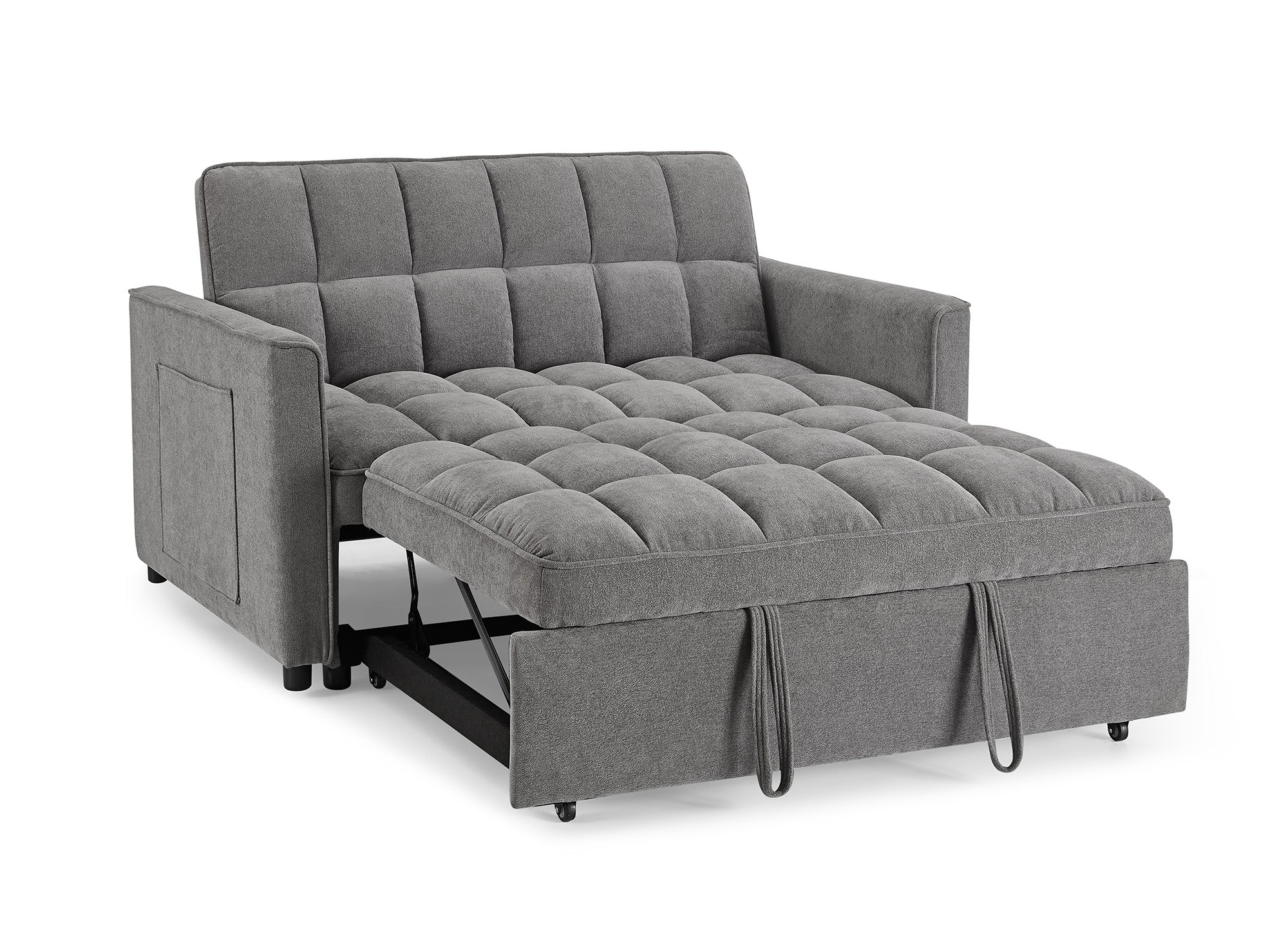 Sofá cama JASPER de 2 plazas en terciopelo gris texturizado