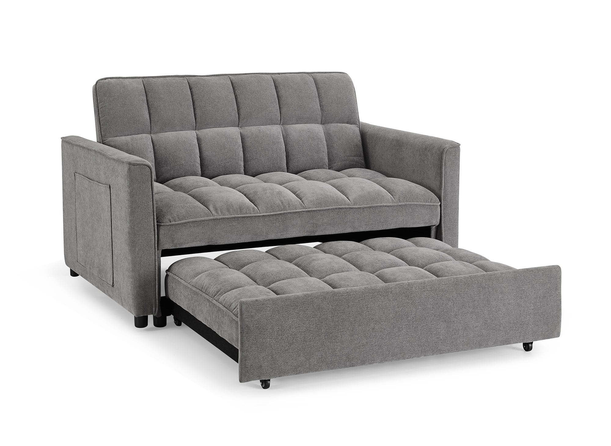 Sofá cama JASPER de 2 plazas en terciopelo gris texturizado