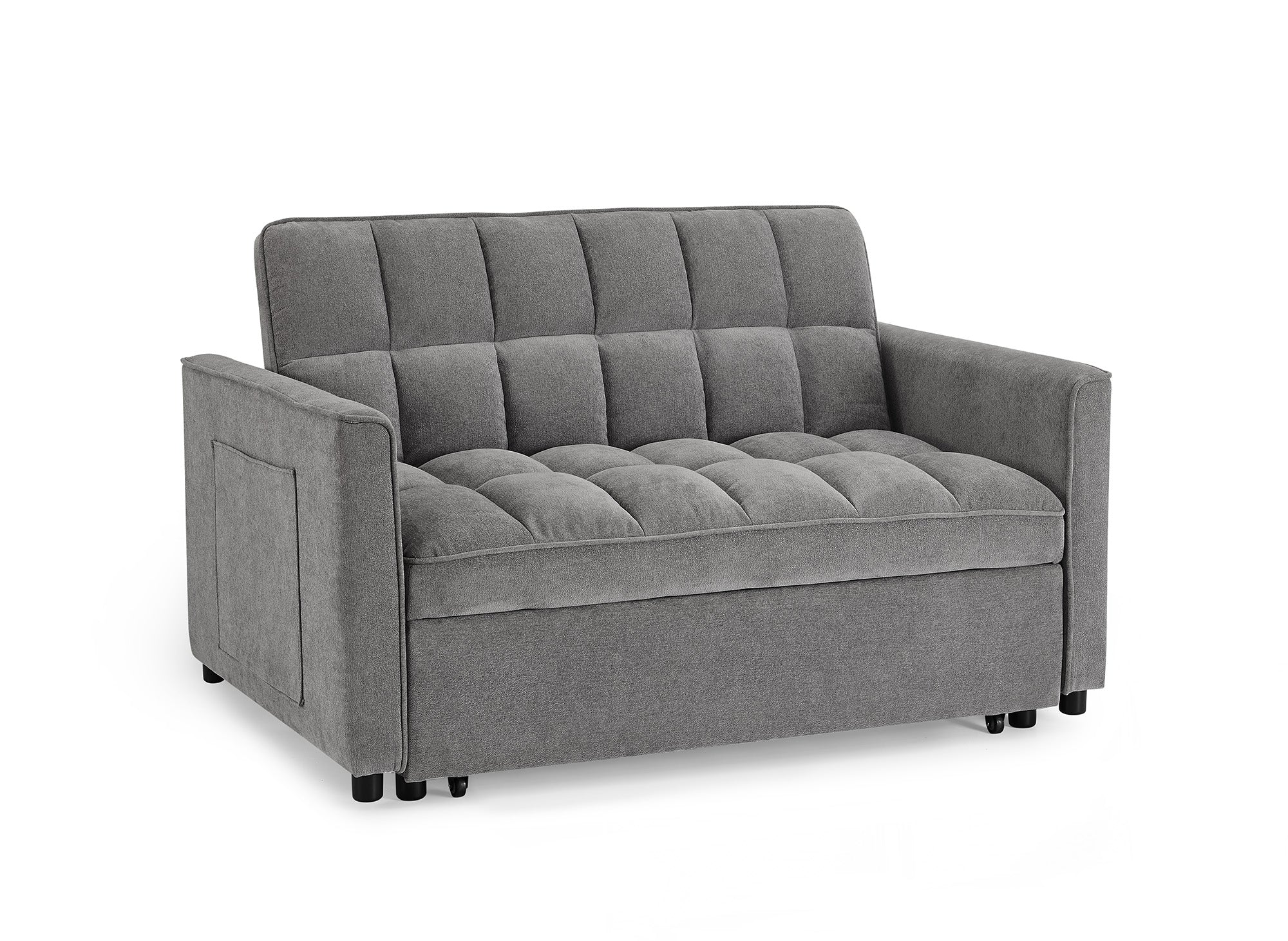 Sofá cama JASPER de 2 plazas en terciopelo gris texturizado