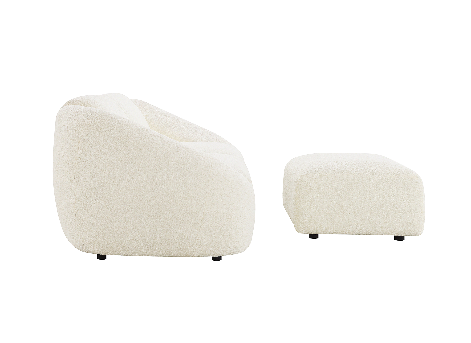 Puf de tela de bucle color blanco roto NYLA