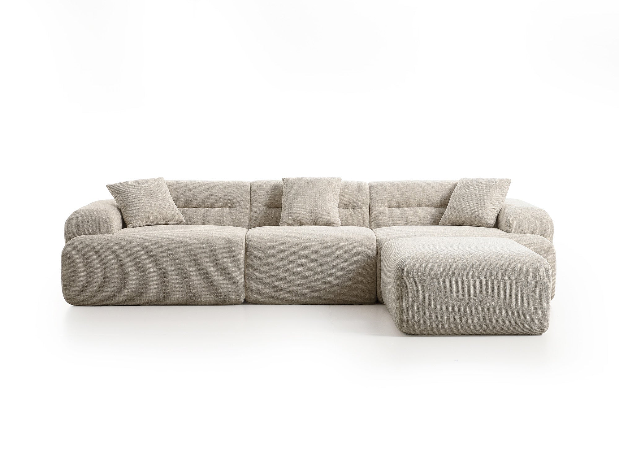 Sofá 3 plazas + puf en tejido texturado beige SAKURA