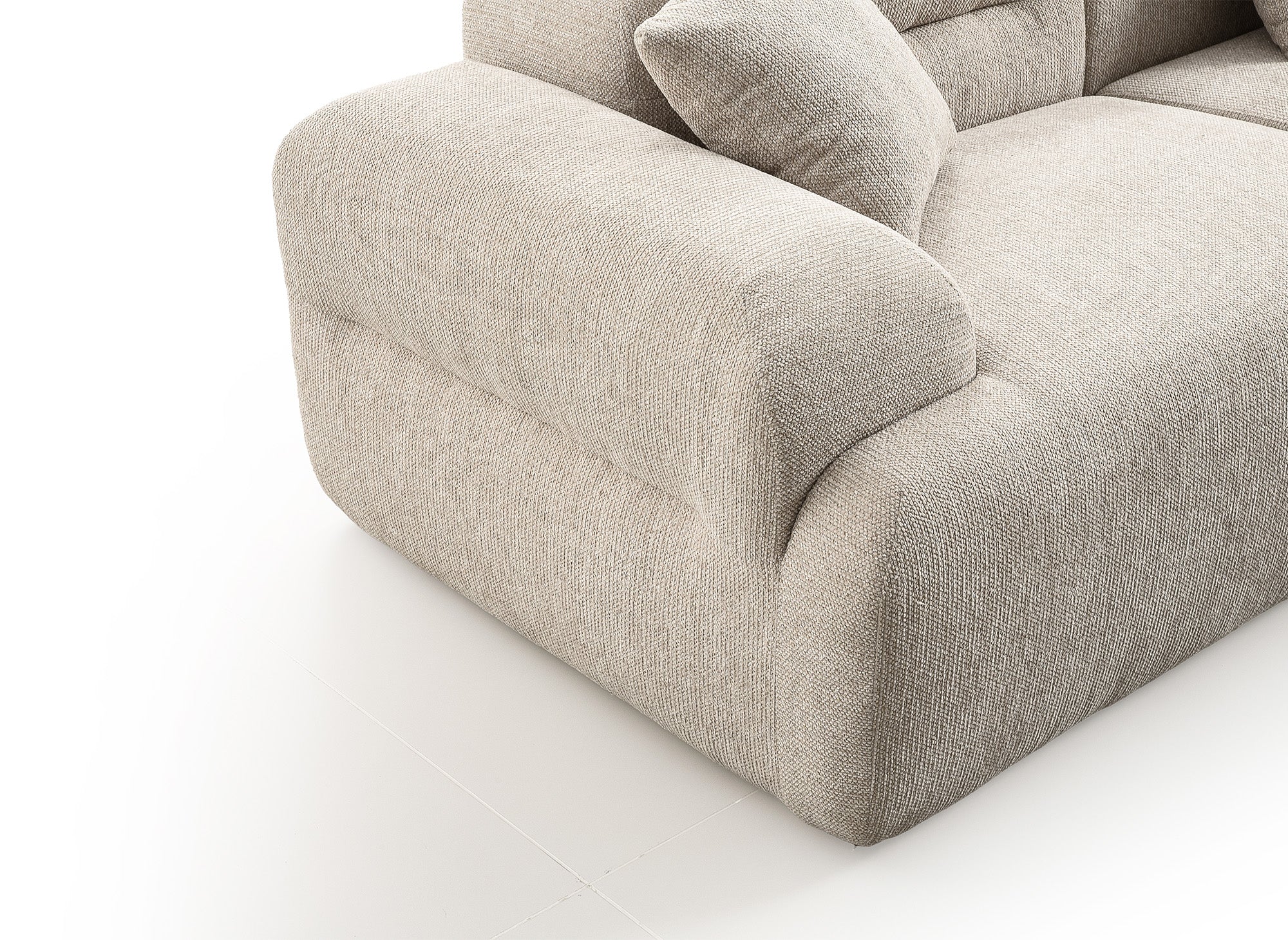 Sofá 3 plazas + puf en tejido texturado beige SAKURA