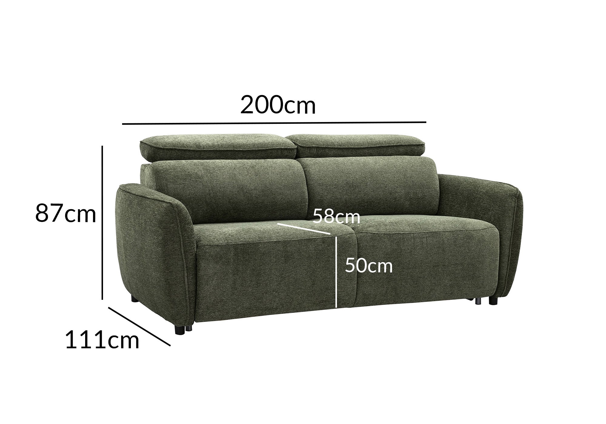 Sofá convertible Express de 3 plazas en tejido texturado verde JACINTHE