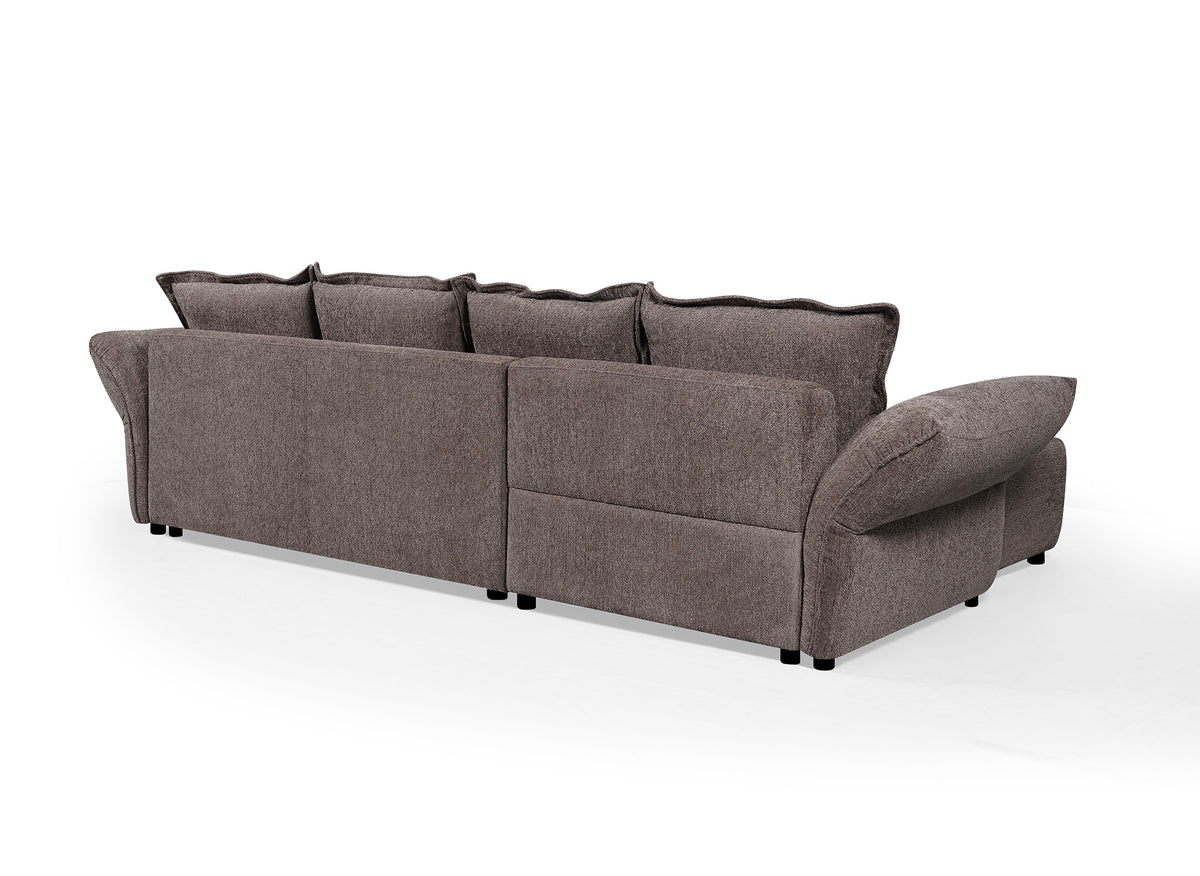 Sofá esquinero convertible reversible en terciopelo tejido marrón BELINE