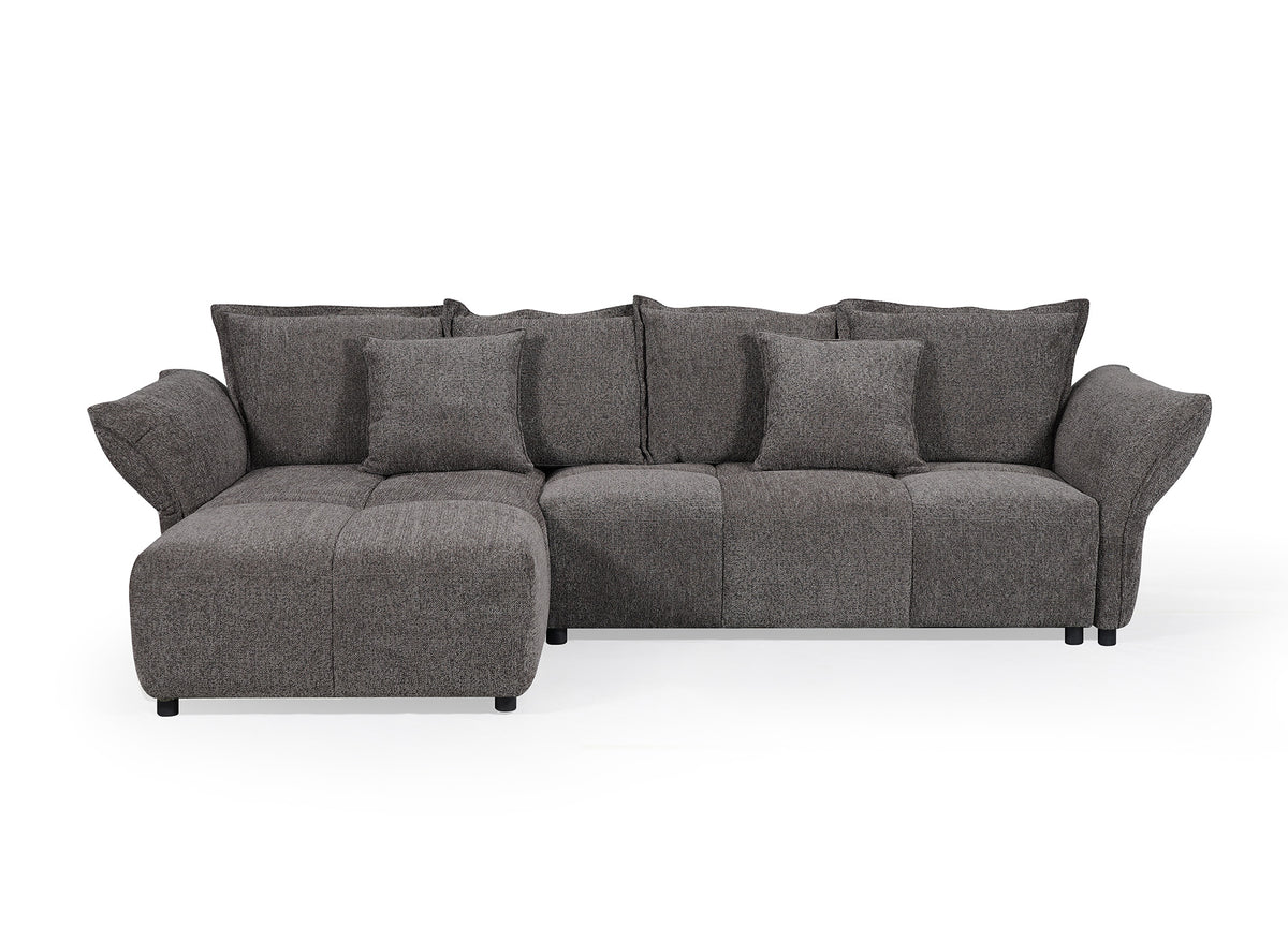 Sofá esquinero convertible reversible en terciopelo tejido gris BELINE