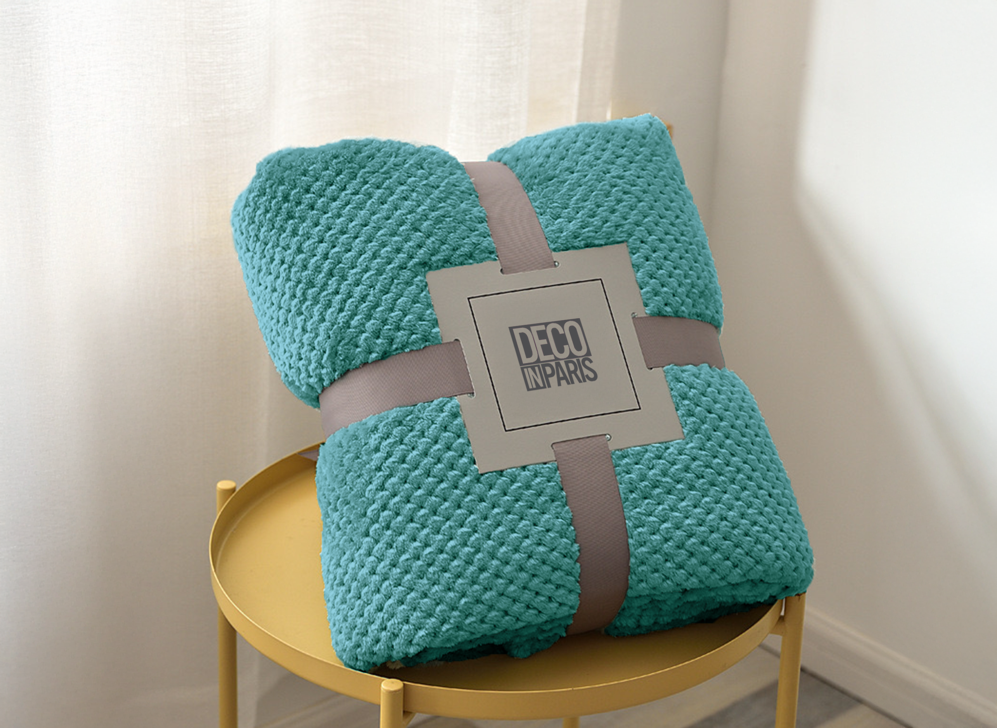 Manta con flecos efecto cachemir verde OTYS de 150 x 200 cm