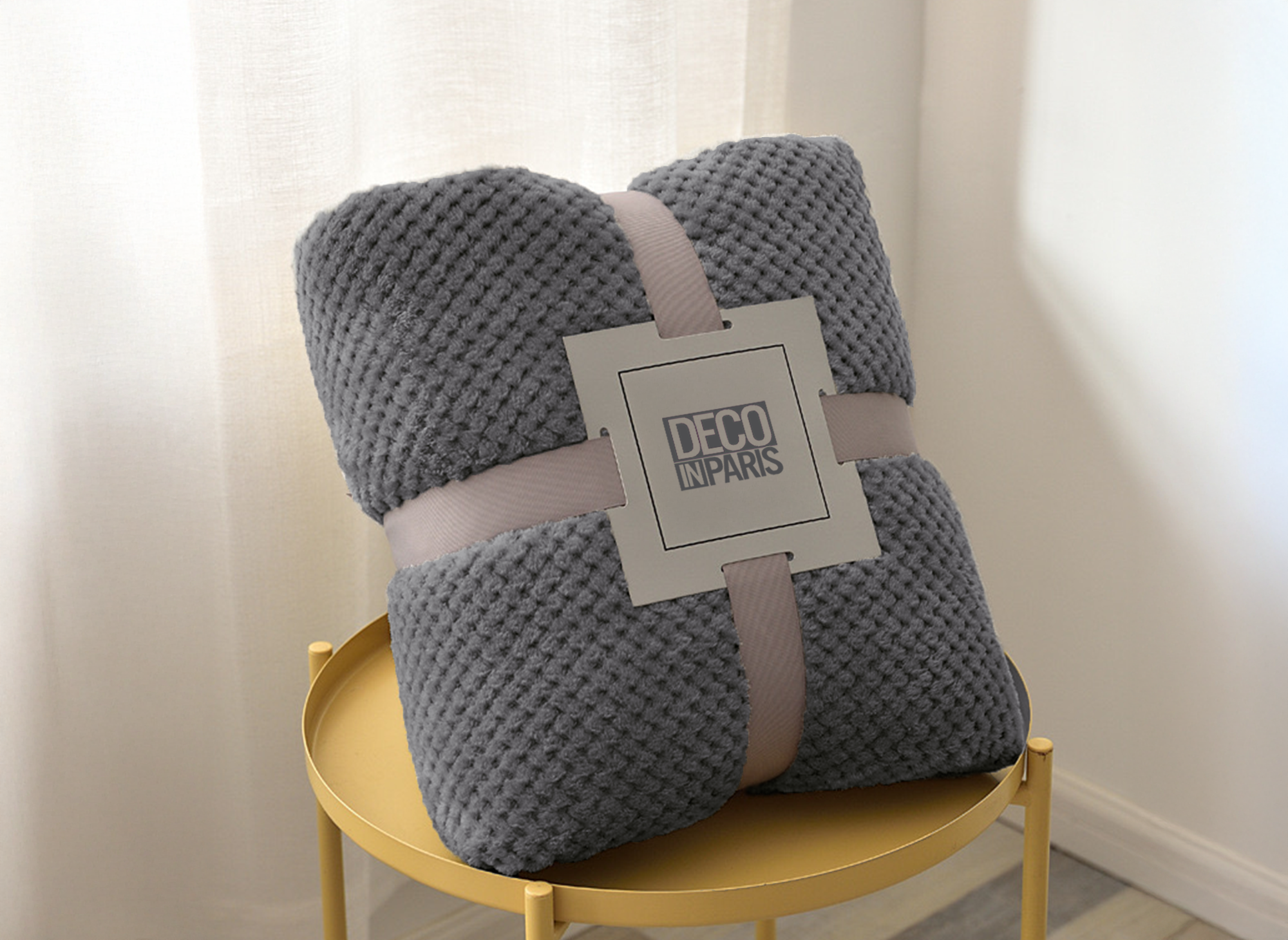 Manta OTYS gris oscuro con flecos efecto cachemir, 150 x 200 cm