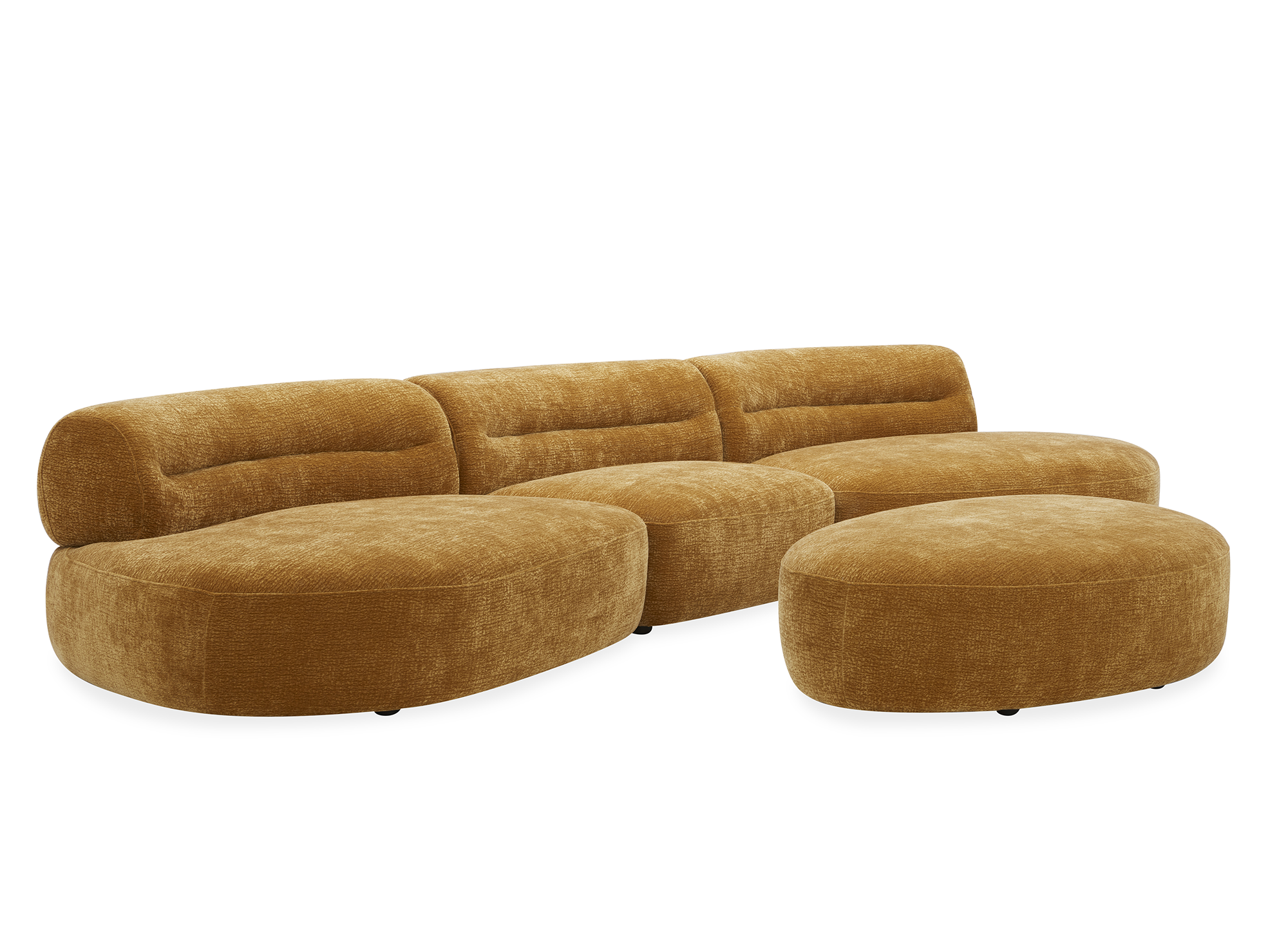 Puf de terciopelo tejido color mostaza IMENIA