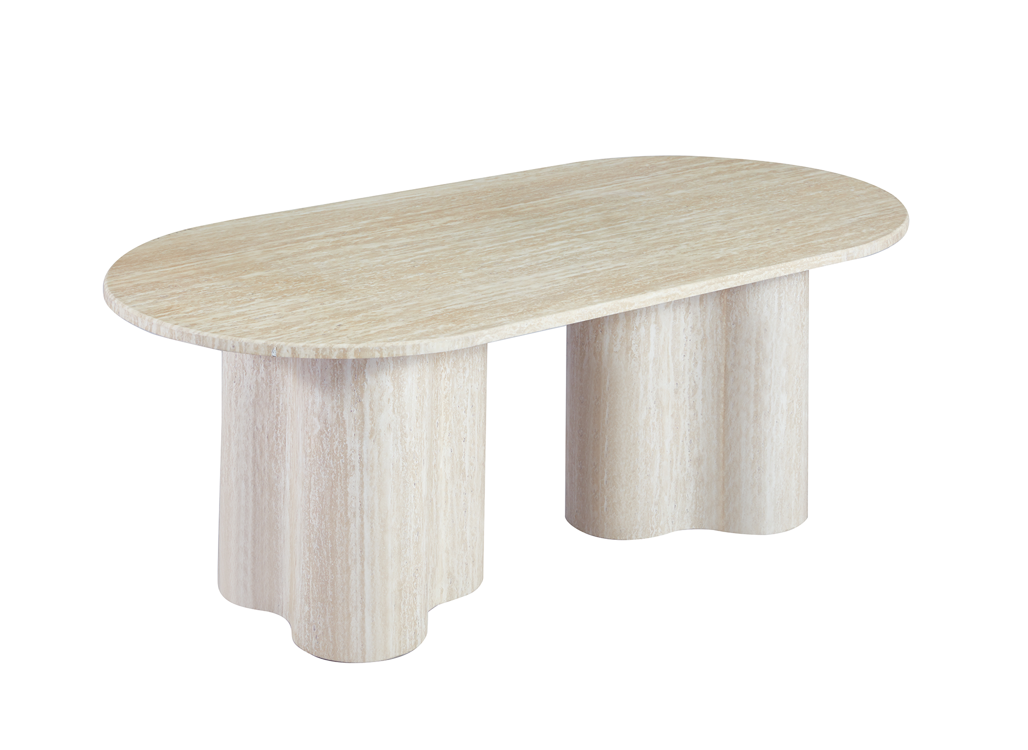 Mesa de centro VANINA en mármol compuesto beige con patas de forma orgánica