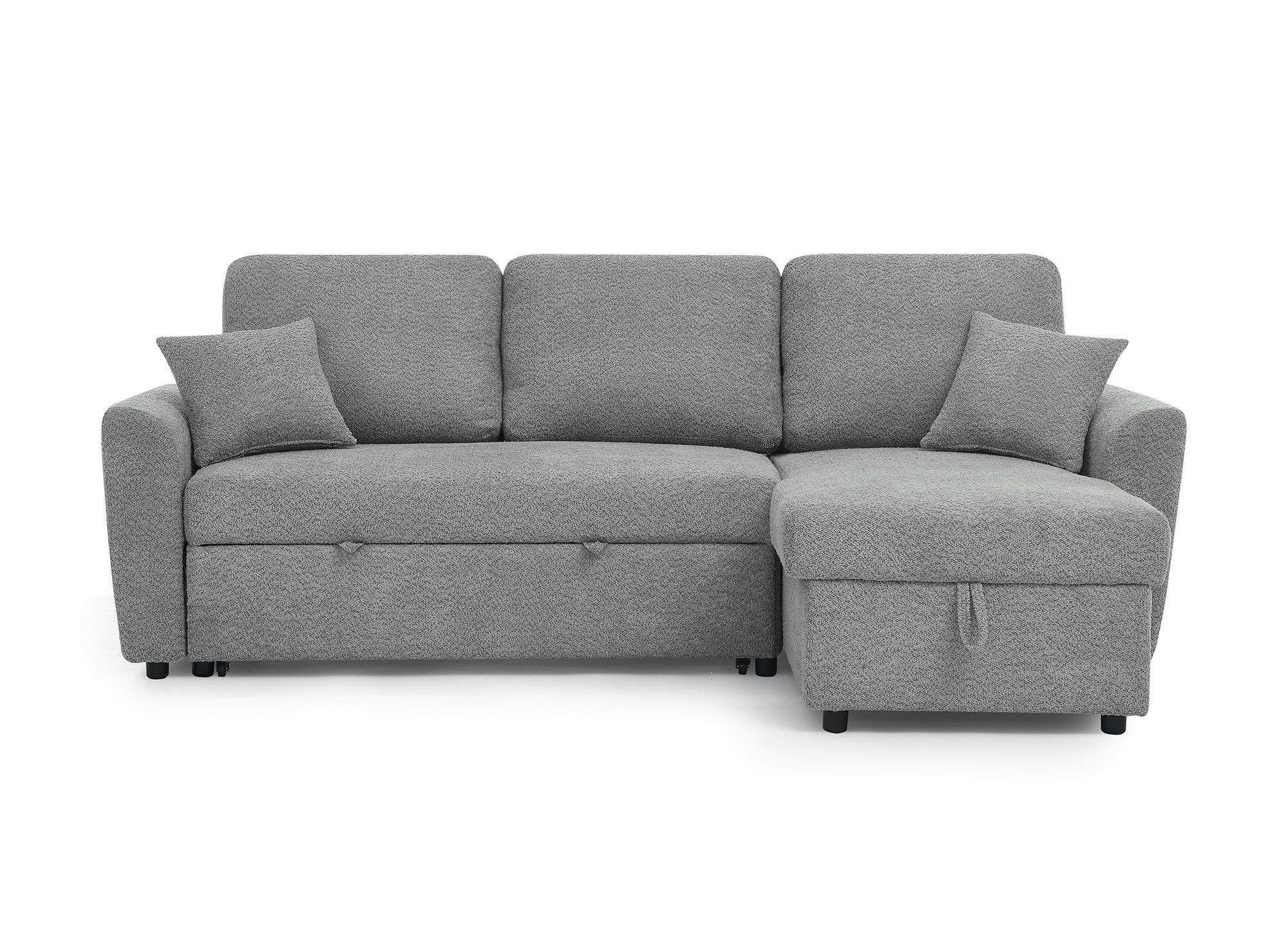 Sofá esquinero convertible y reversible ADRYEN con almacenaje en tejido bouclé gris