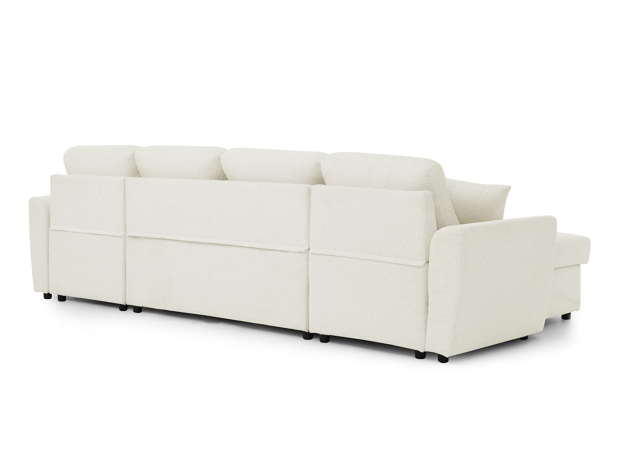 Sofá convertible panorámico ADRYEN con compartimentos de almacenamiento en tejido bouclé beige