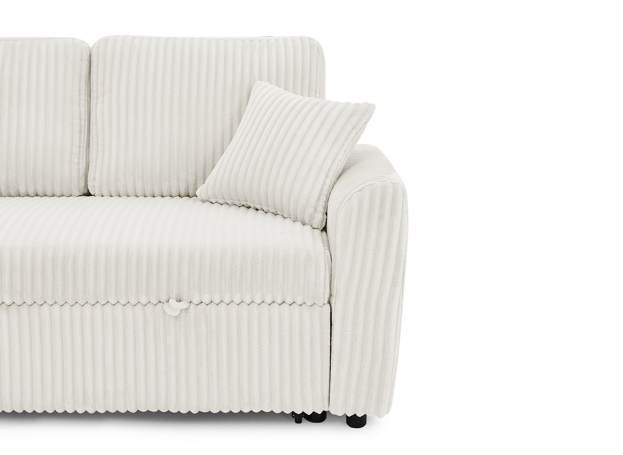 Sofá convertible panorámico ADRYEN con compartimentos de almacenamiento en pana gruesa beige