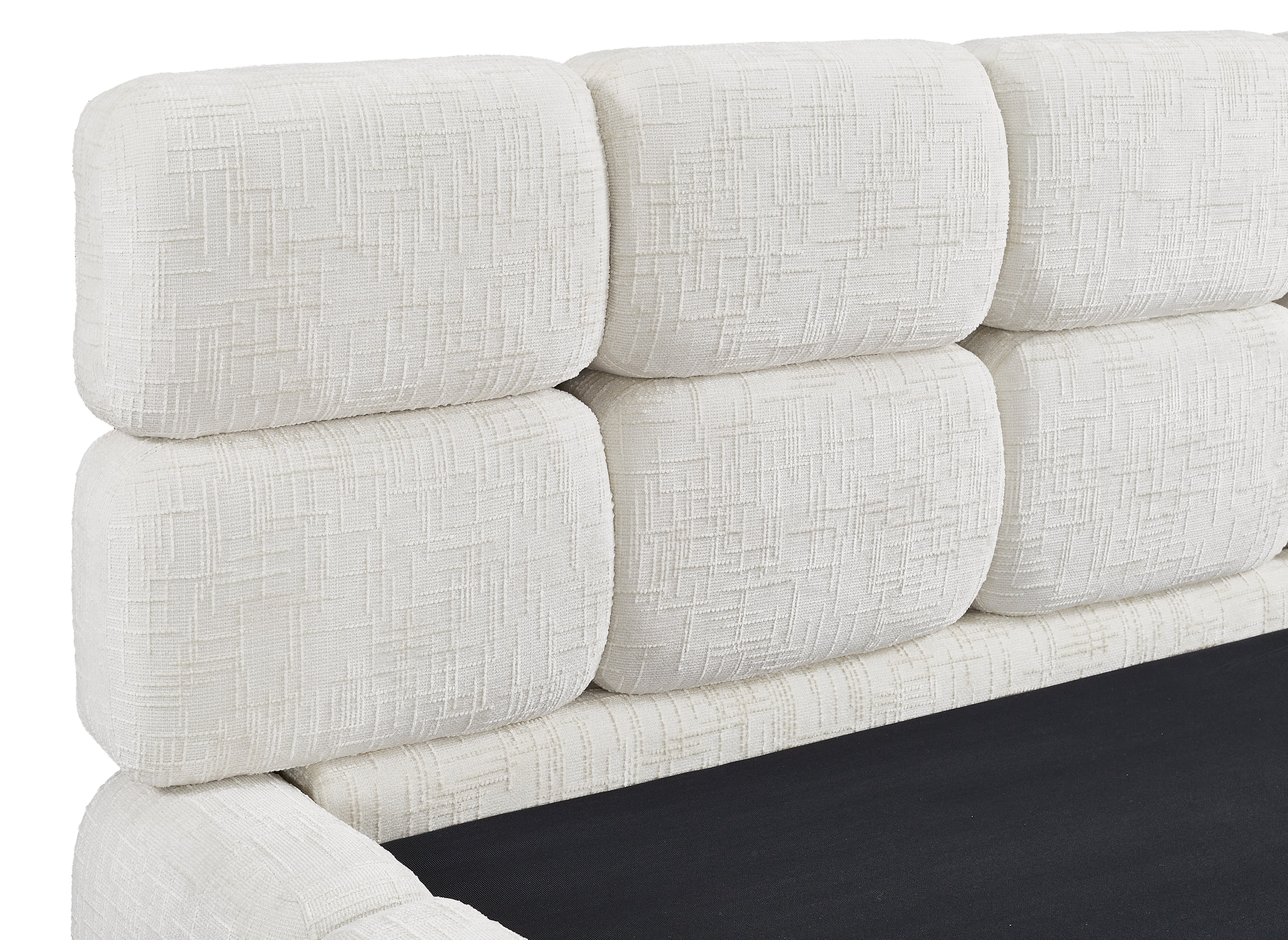 Cama de almacenaje BUBBLE de terciopelo jaspeado beige de 160x200 cm