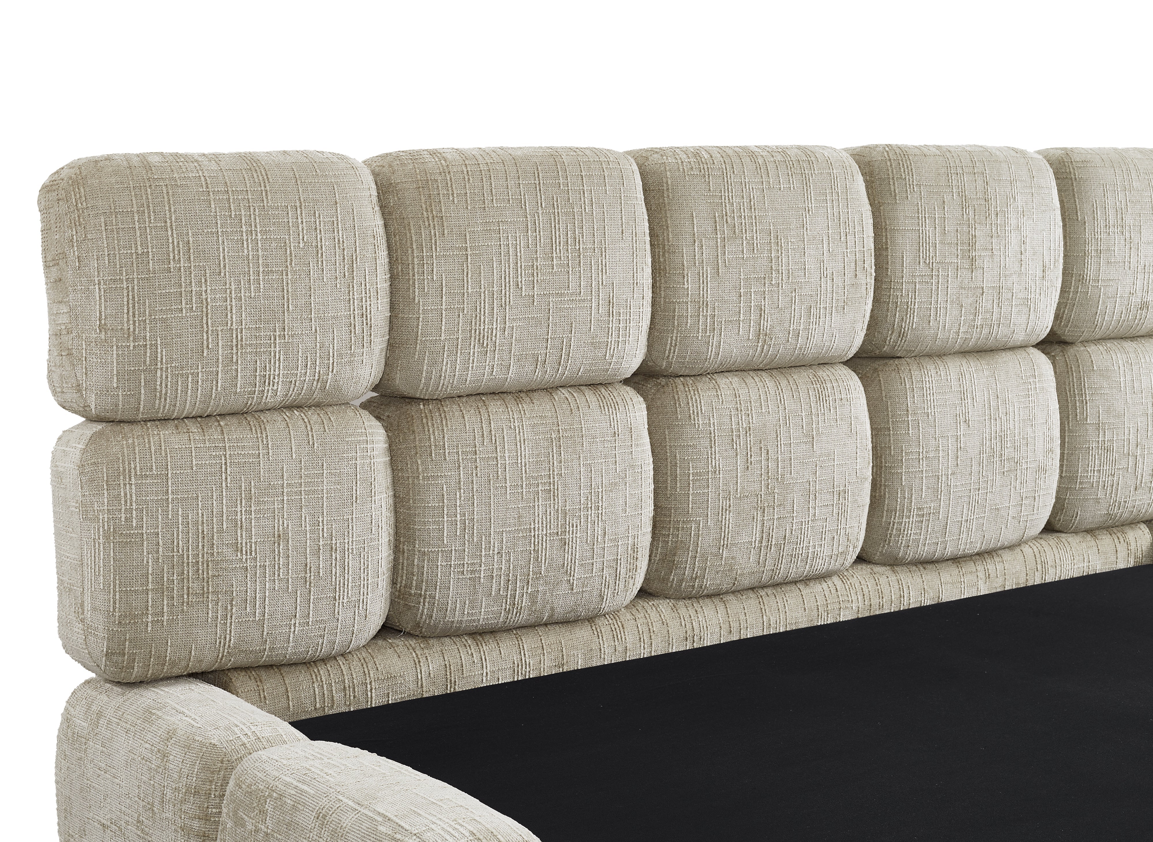 Cama de almacenaje BUBBLE de 180x200 cm en terciopelo jaspeado color topo