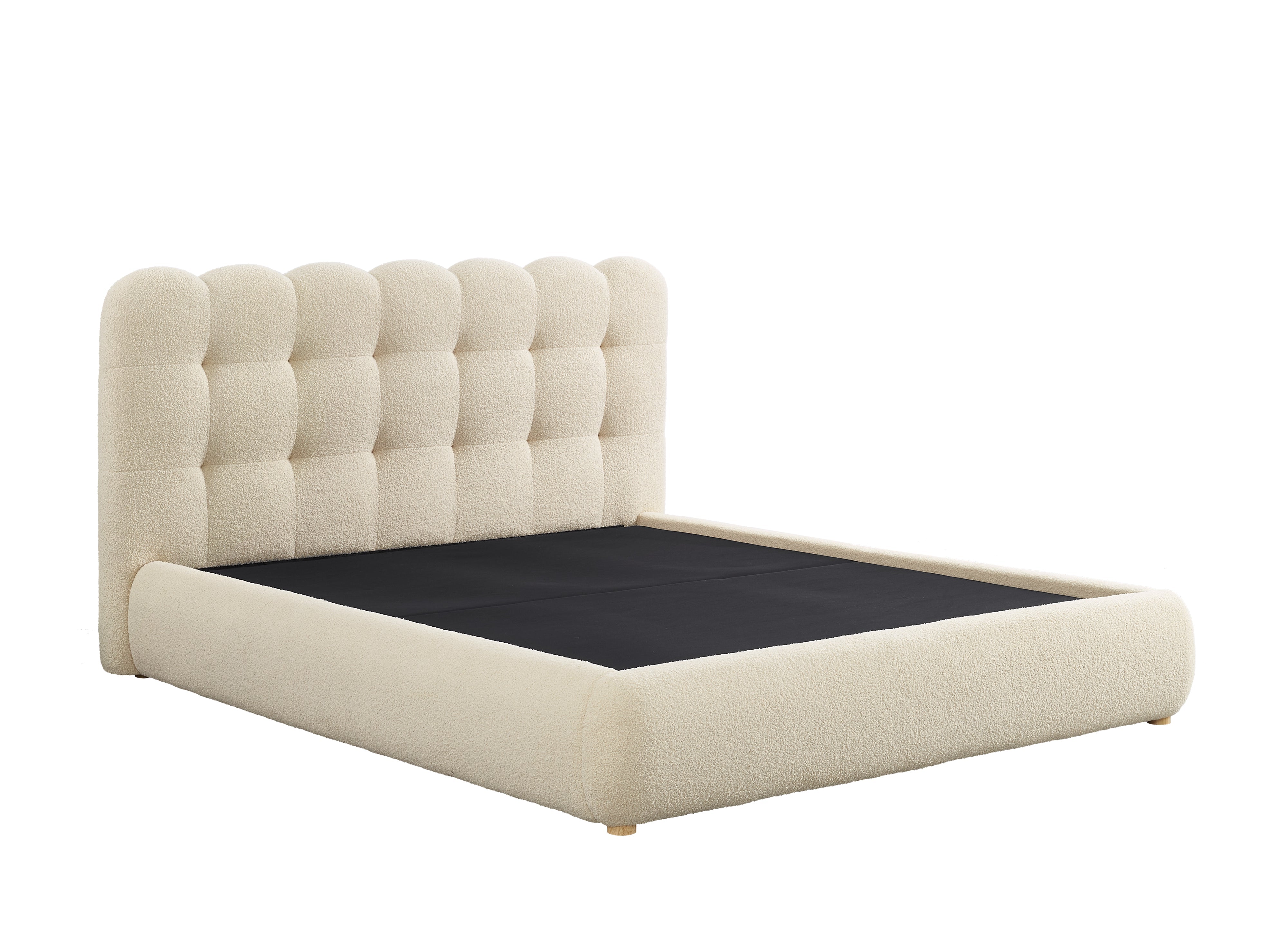 Cama contenedor de tela bouclé beige Biscuit 180x200 cm