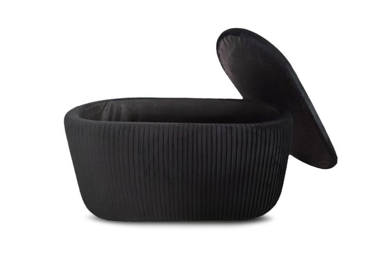 Banquette avec coffre de rangement en velours noir MERY - DécoInParis