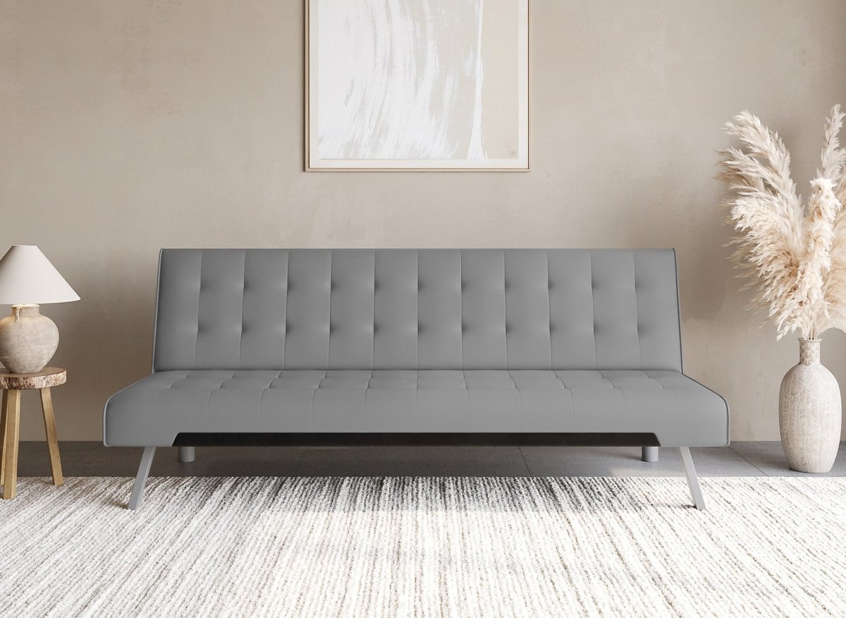 Banquette clic - clac capitonné design gris KEDY - DécoInParis