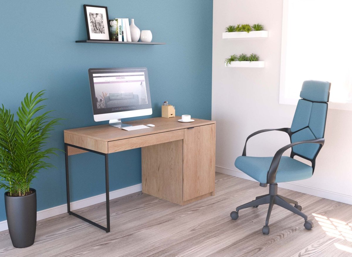 Bureau avec rangement en bois et métal BLAISE - DécoInParis