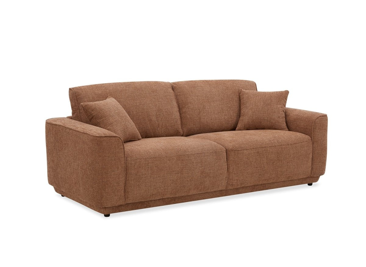 Canapé 3 places en velours chiné terracotta CARLOTA - DécoInParis