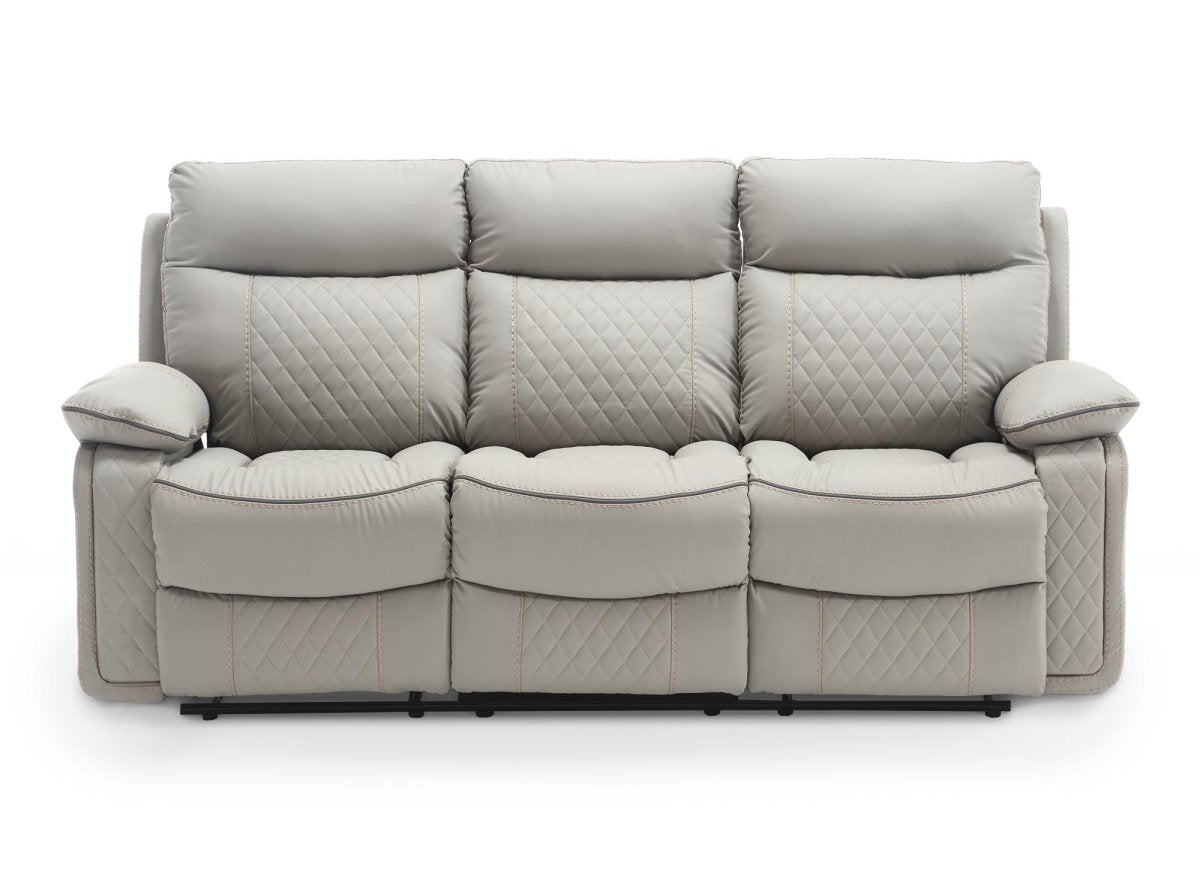 Canapé 3 places relax électrique en simili cuir gris clair ELISE - DécoInParis