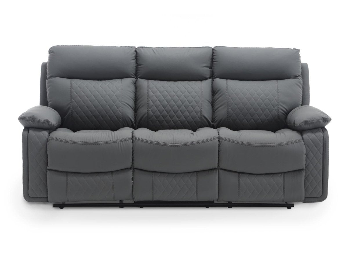 Canapé 3 places relax électrique en simili cuir gris foncé ELISE - DécoInParis