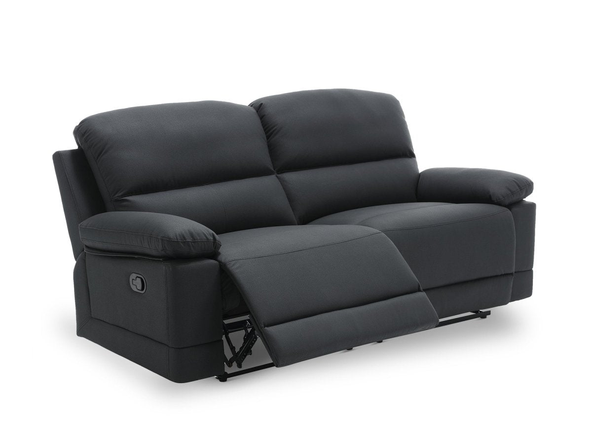Canapé 3 places relax manuel en simili cuir noir DANY - DécoInParis