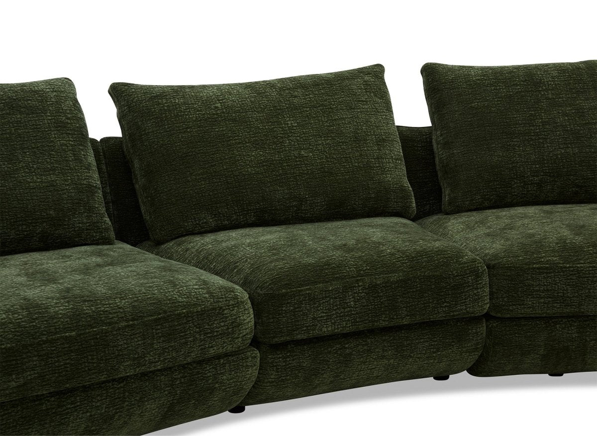 Canapé 4 places en velours tissé vert olive DARIUS - DécoInParis