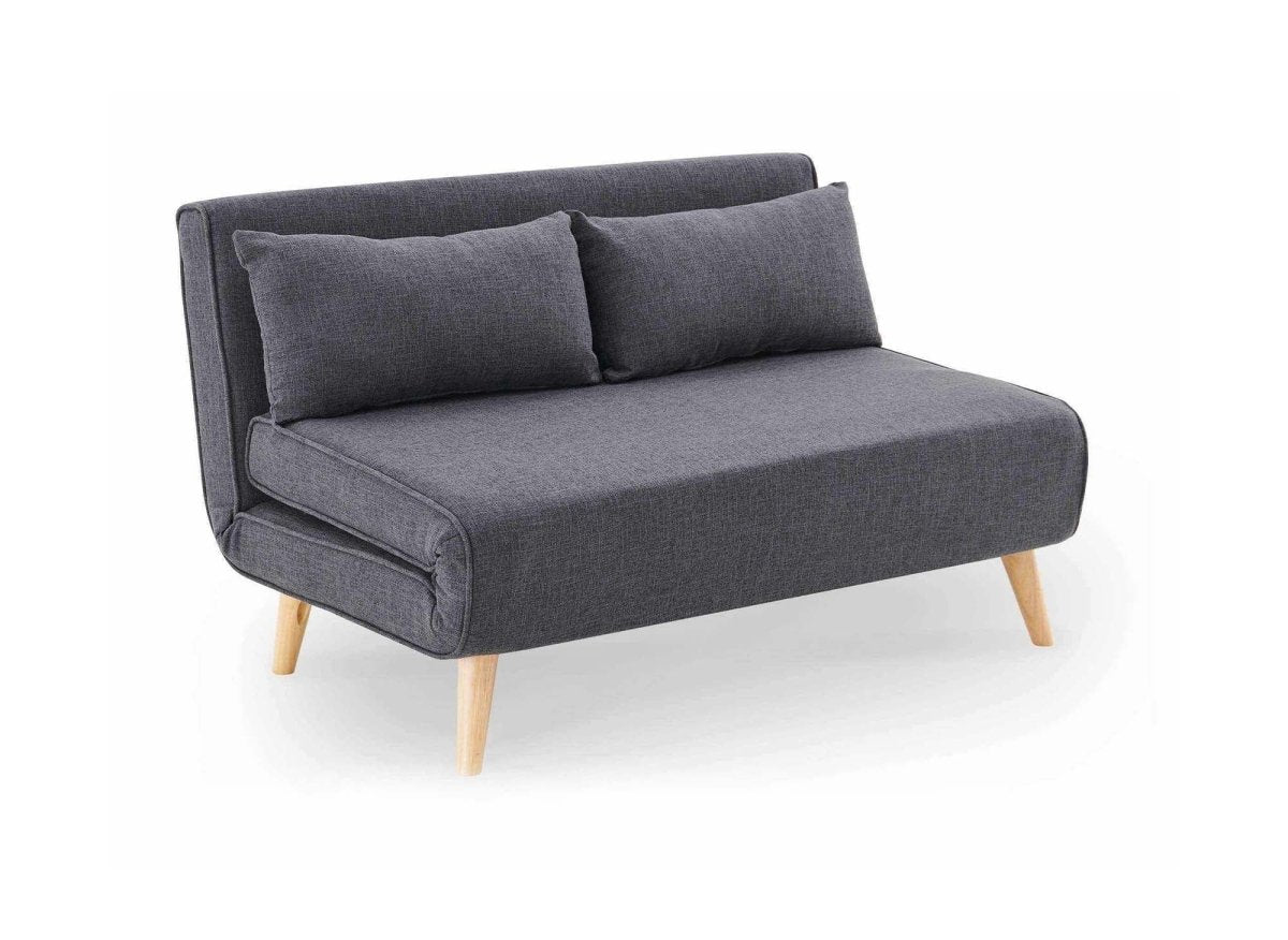 Canapé clic clac 2 places en tissu gris TONKA - DécoInParis