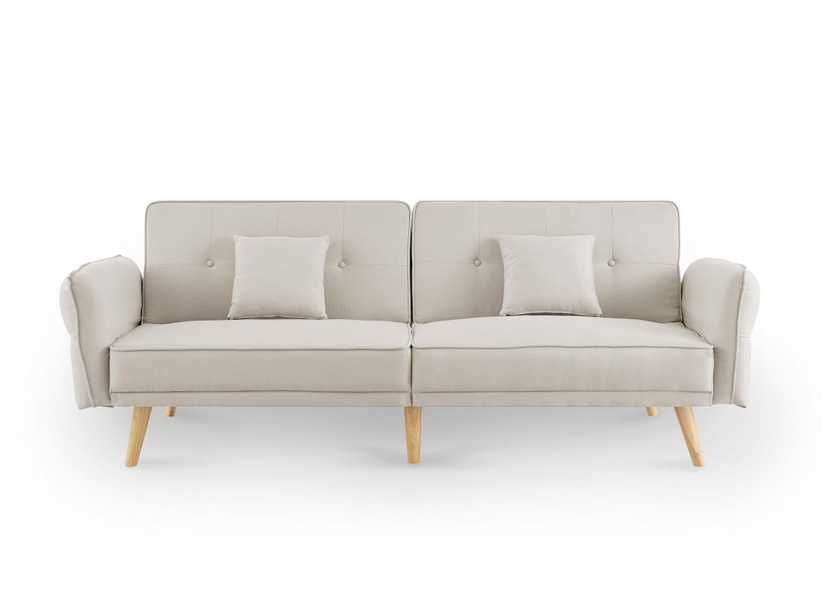 Canapé clic clac 3 places en tissu beige CHILI - DécoInParis