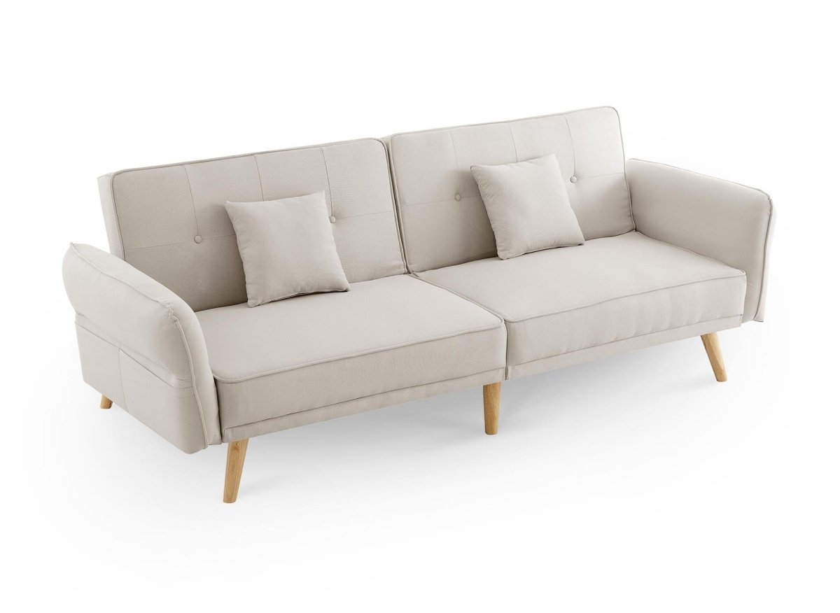 Canapé clic clac 3 places en tissu beige CHILI - DécoInParis