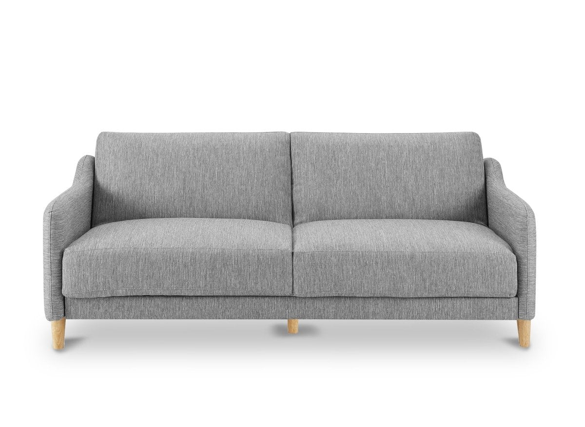 Canapé clic clac 3 places en tissu gris clair MARLON - DécoInParis