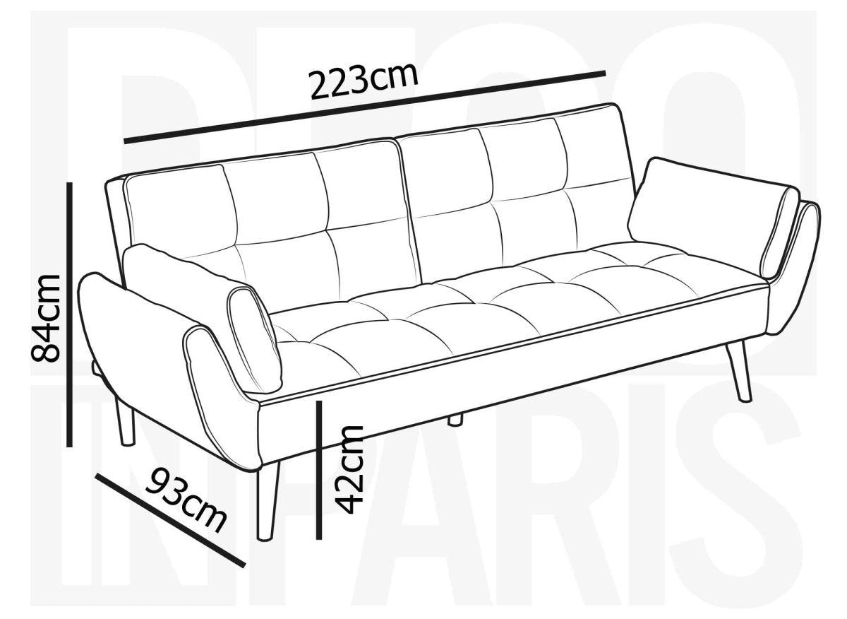 Canapé clic clac 3 places en tissu gris foncé NARA - DécoInParis