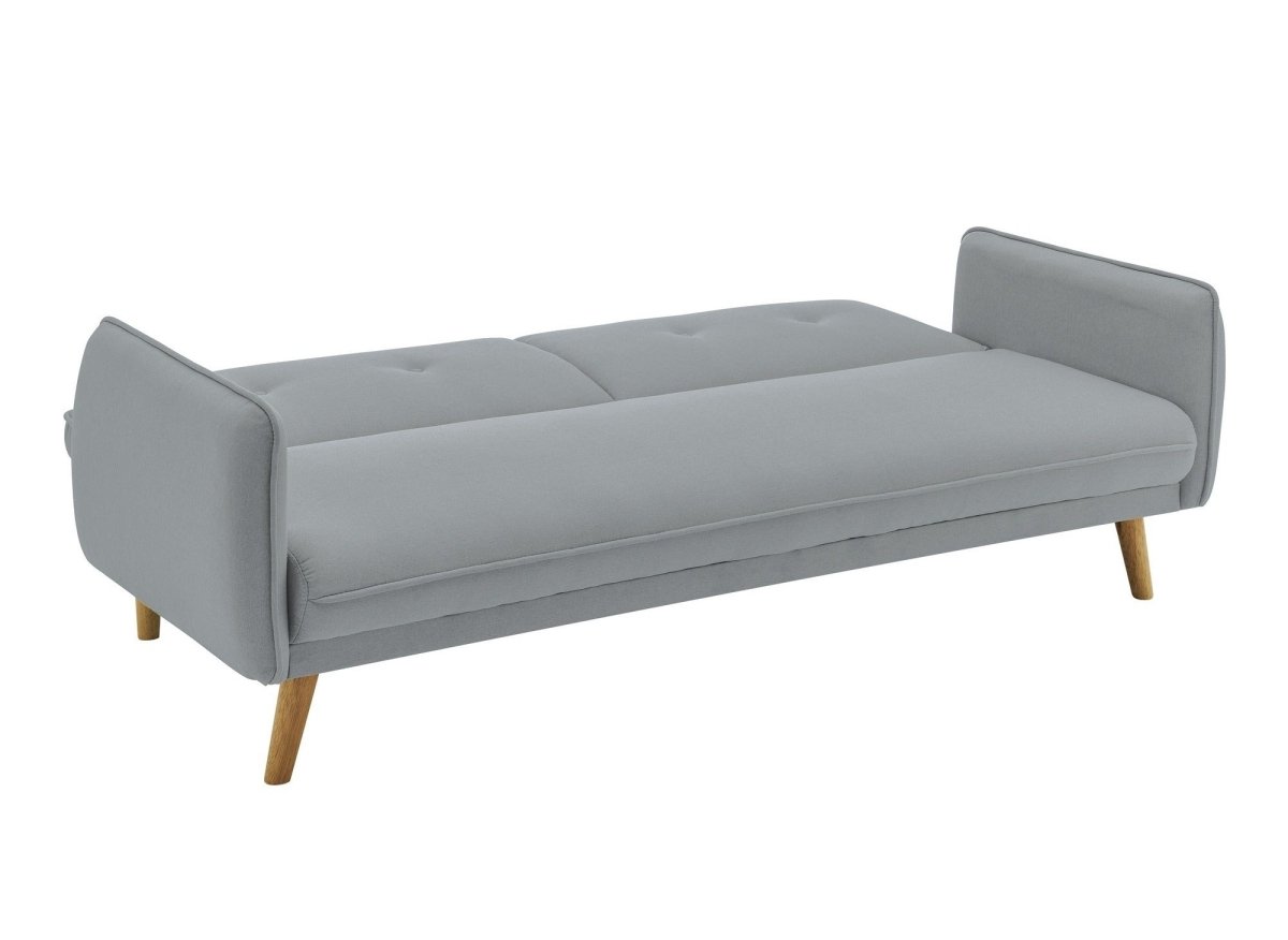 Canapé clic clac en tissu gris clair avec pieds en bois NATAL - DécoInParis