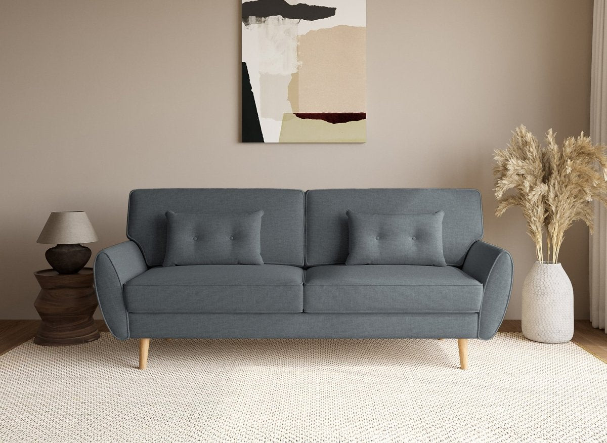 Canapé clic clac en tissu gris foncé avec pieds en bois PANAMA - DécoInParis