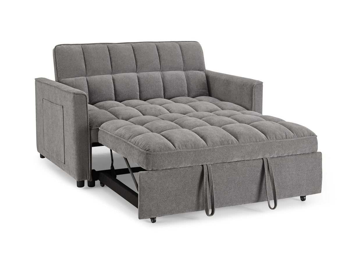 Canapé convertible 2 places en velours texturé gris JASPER - DécoInParis