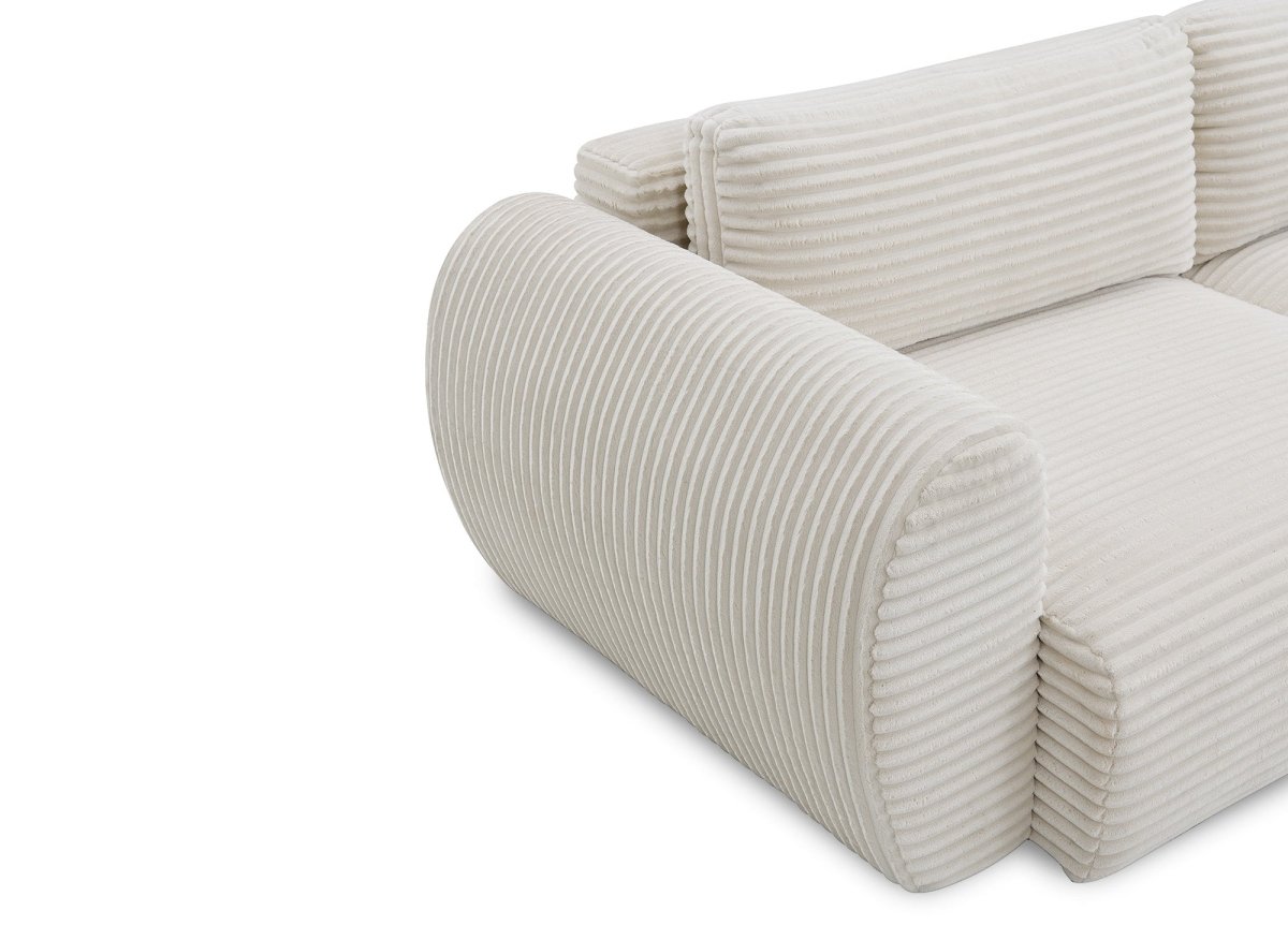 Canapé convertible 3 places avec coffre en gros côtelé doux beige TILDA - DécoInParis