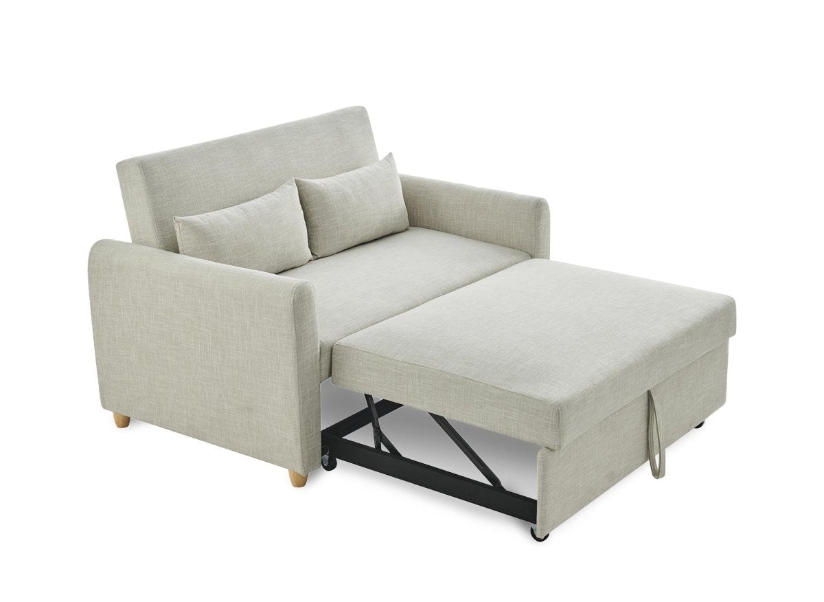 Canapé convertible 3 places en tissu beige KALAYA - DécoInParis