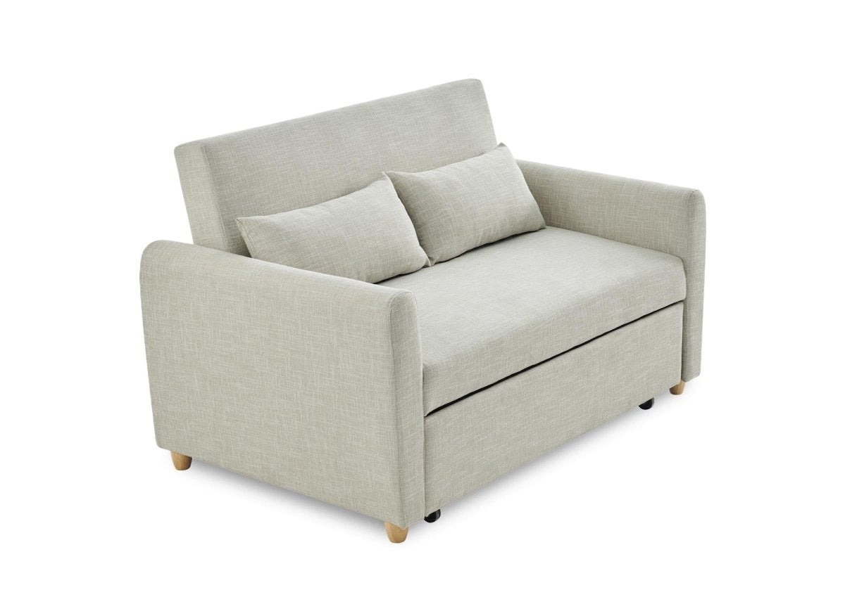 Canapé convertible 3 places en tissu beige KALAYA - DécoInParis