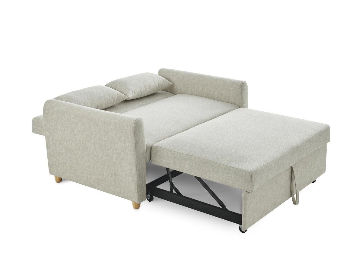 Canapé convertible 3 places en tissu beige KALAYA - DécoInParis