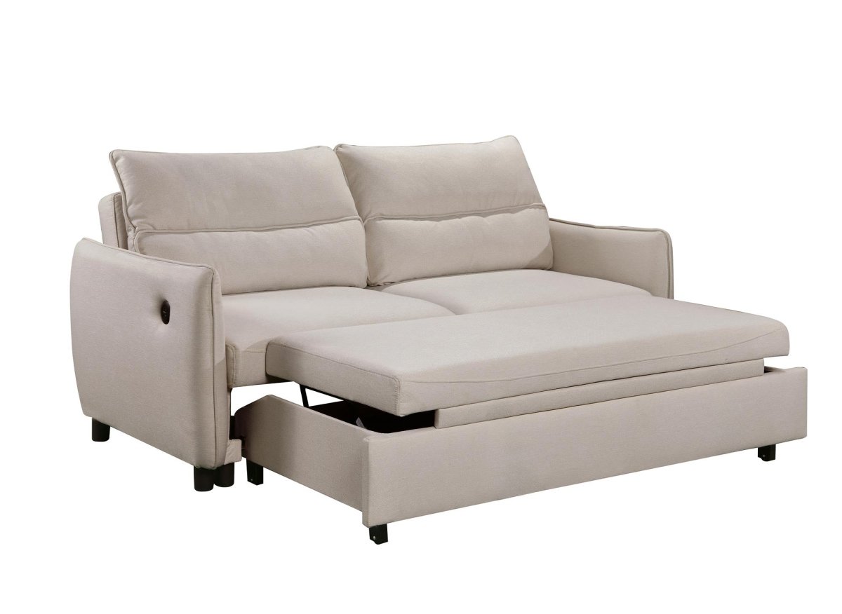 Canapé convertible 3 places en tissu beige ZADIG - DécoInParis