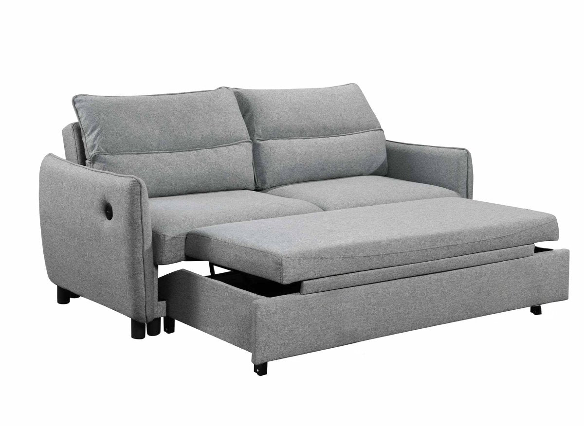 Canapé convertible 3 places en tissu gris clair ZADIG - DécoInParis