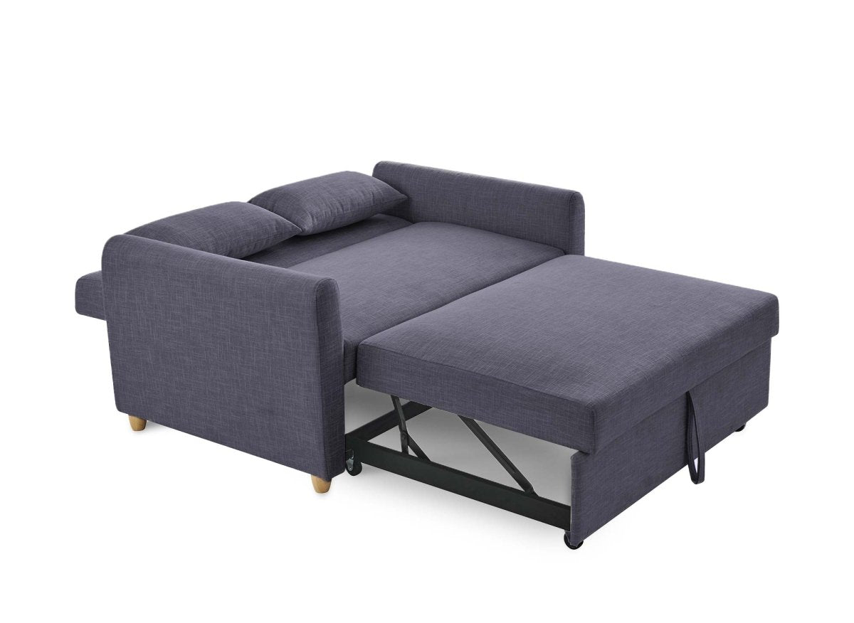 Canapé convertible 3 places en tissu gris foncé KALAYA - DécoInParis
