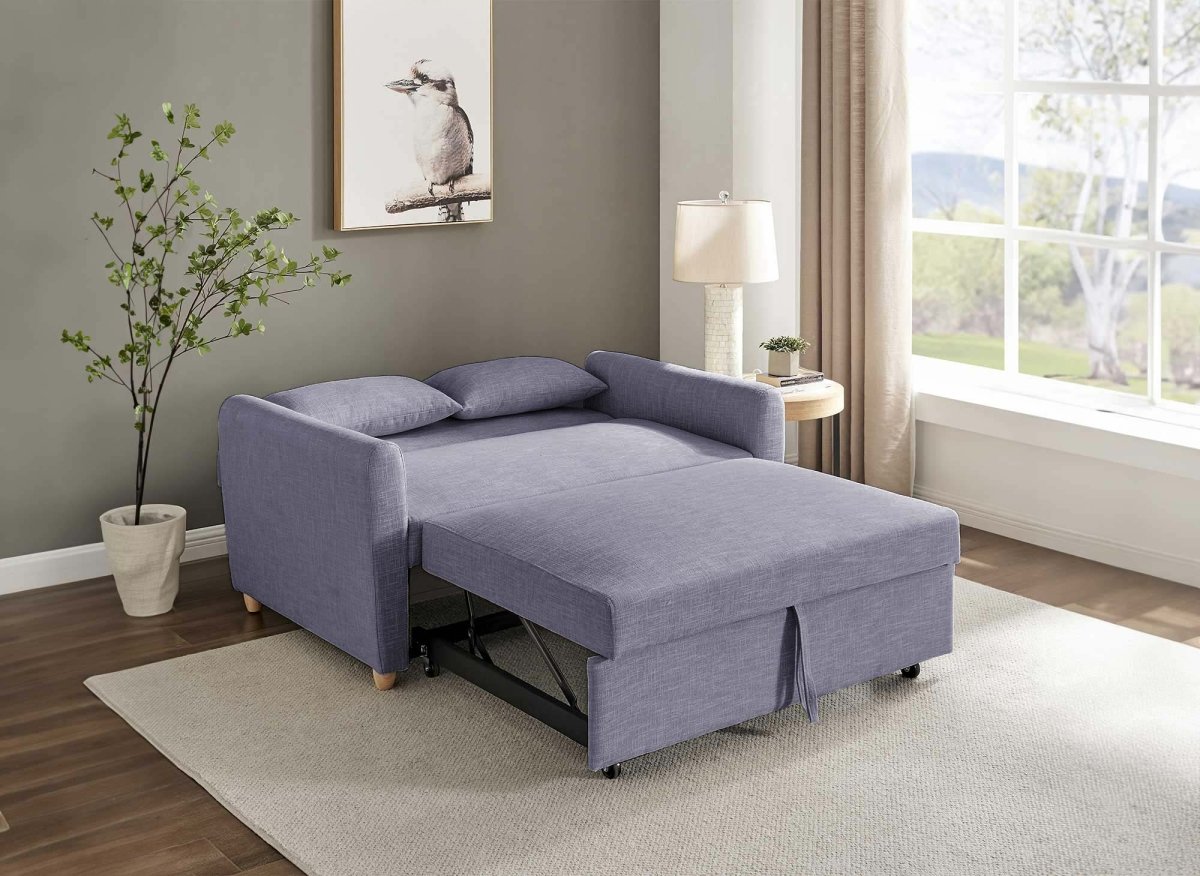 Canapé convertible 3 places en tissu gris KALAYA - DécoInParis