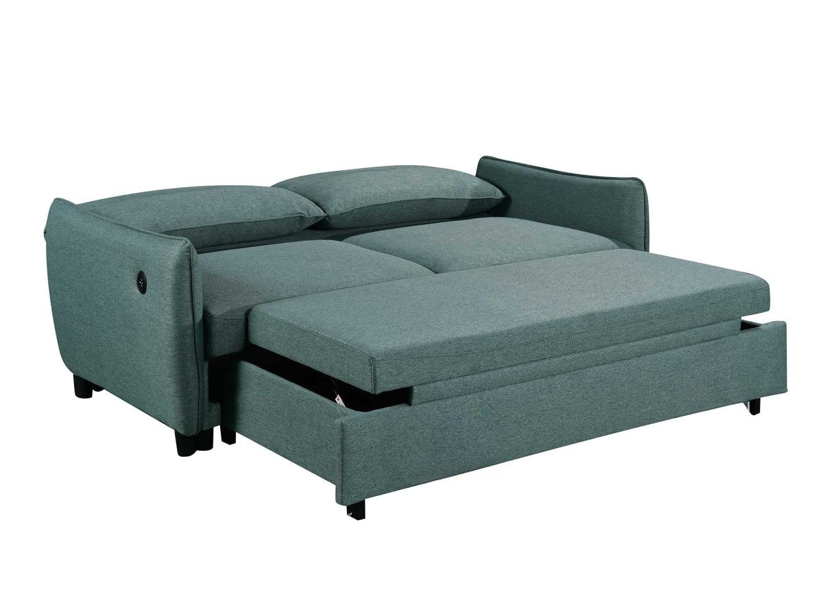 Canapé convertible 3 places en tissu vert ZADIG - DécoInParis