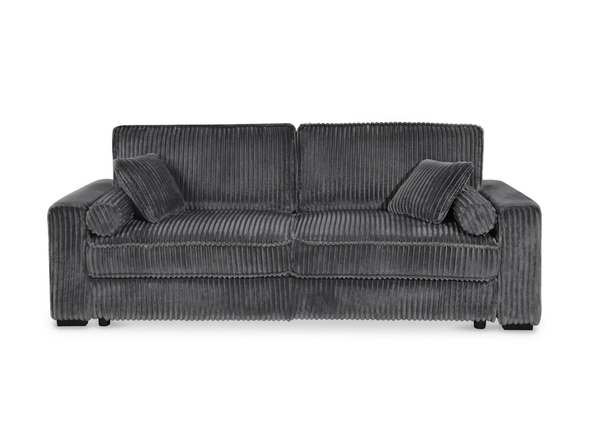Canapé convertible 3 places en velours côtelé épais gris ALINE - DécoInParis