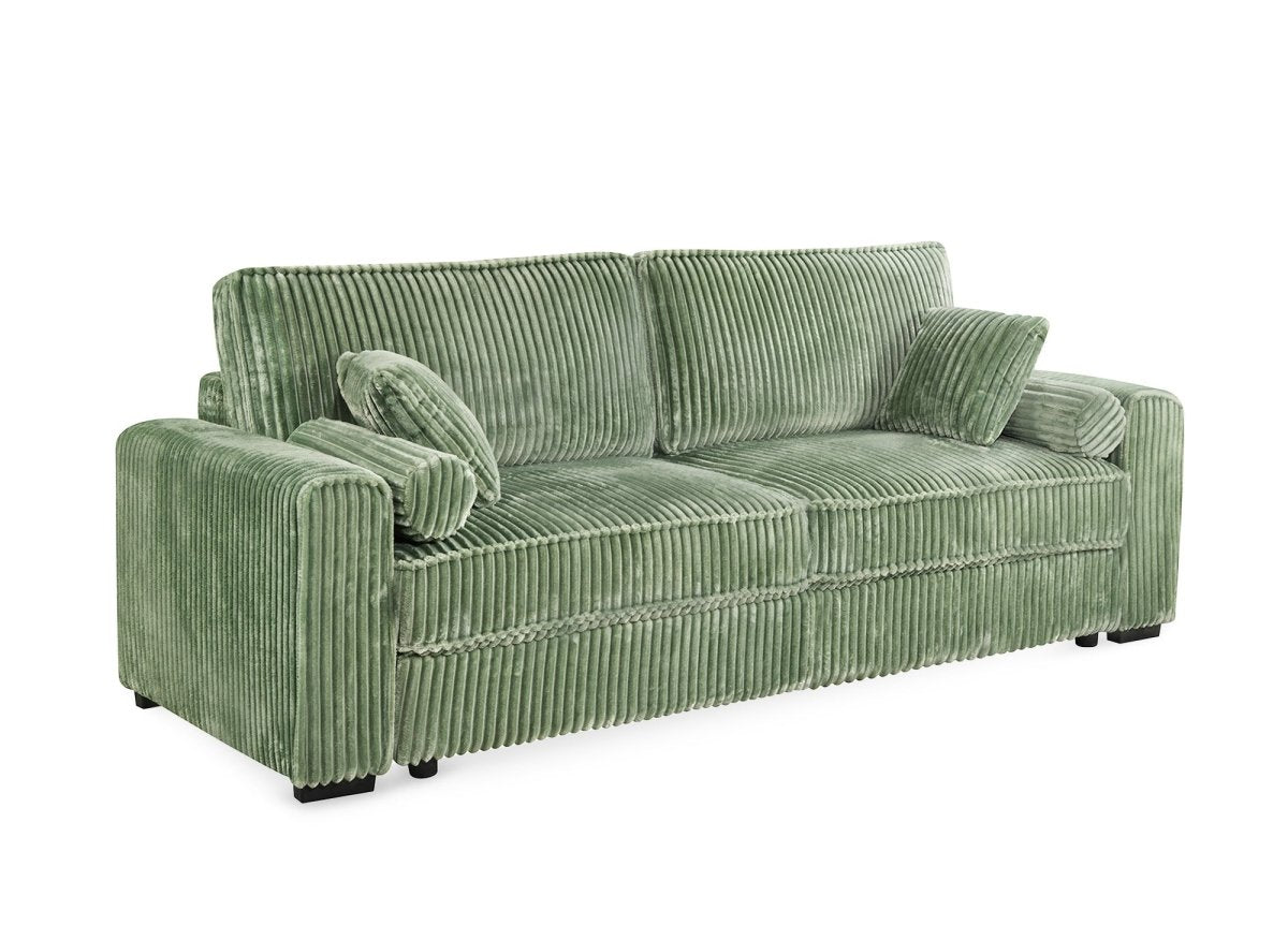 Sofá convertible de 3 plazas en pana gruesa verde ALINE - DécoInParis