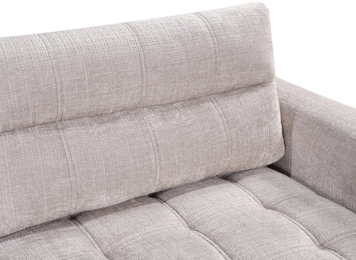 Canapé convertible avec coffre 3 places en velours chiné beige RALYA - DécoInParis